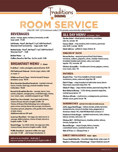 palms casino resort room service menu